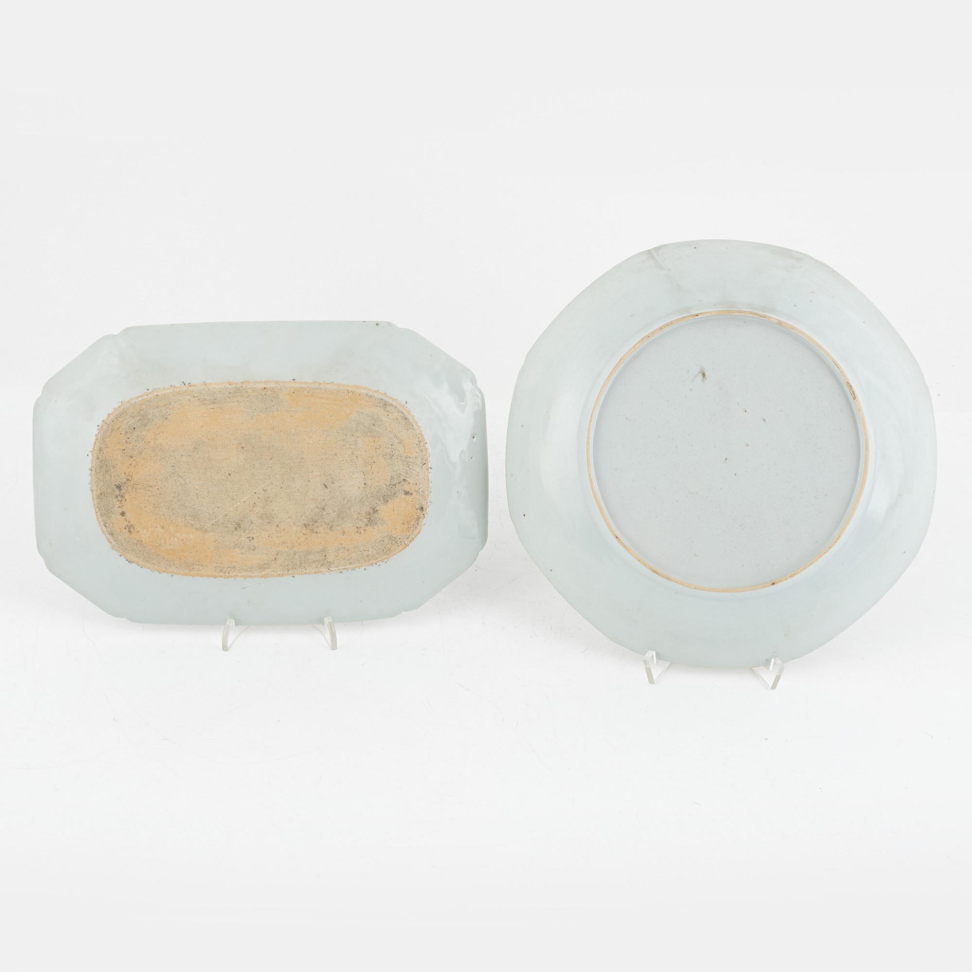 A Famille Rose serving dish and plate, China, Qianlong (1736-95).