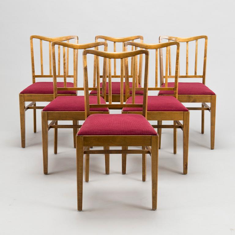 A mid-20th Century set of six chairs for Lahden Puukalusto, Finland.