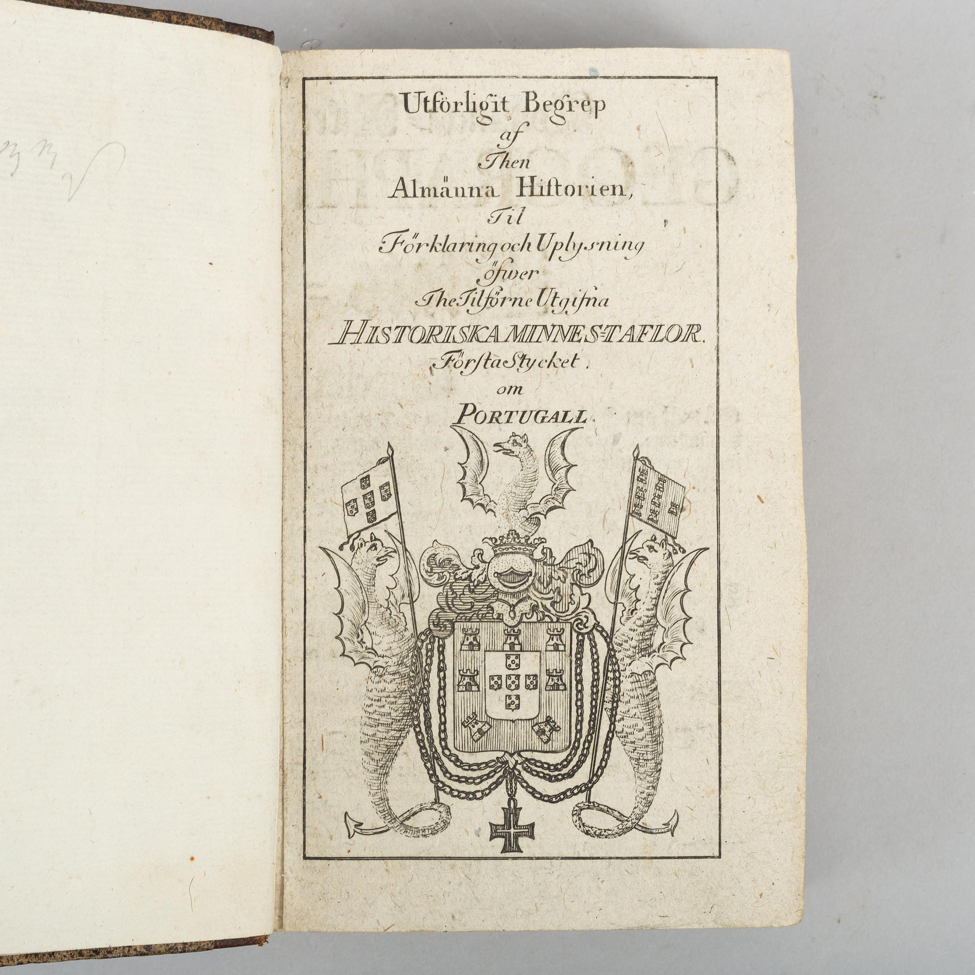 Historia, bl. a. med graverade myntplanscher, (2 vol.).