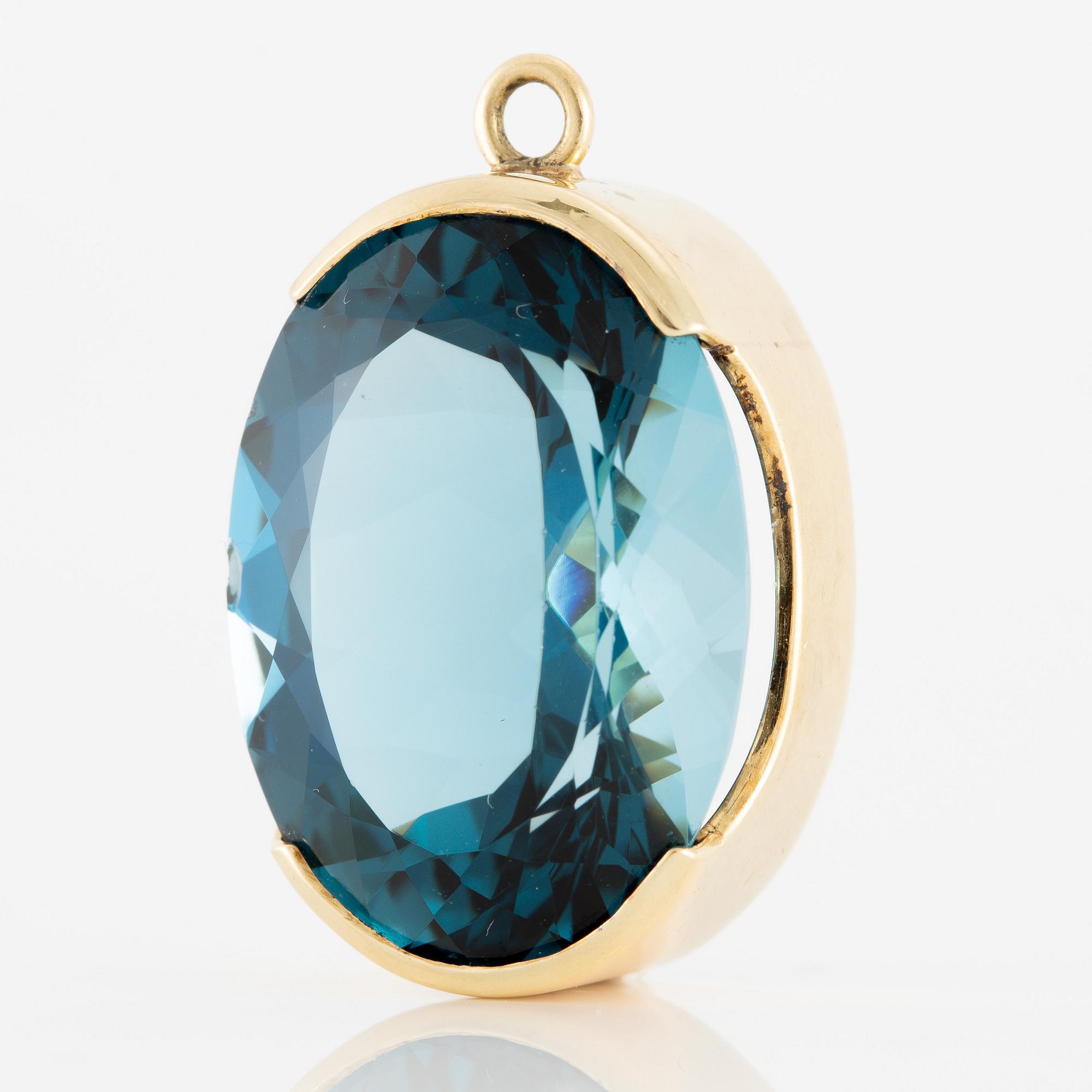 Hänge, 18K guld med blå topas.