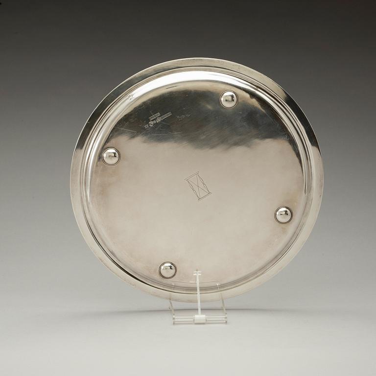 An Atelier Borgila sterling tray, Stockholm 1944.