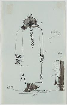 AXEL FRIDELL, indian ink and wash, unsigned. "God natt".