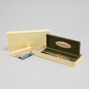 A sterling silver fountain pen and ball point pen by Parker, second half of the 20th century.