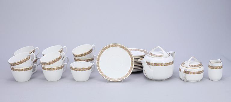 TESERVIS, 14 delar, porslin, Rörstrand, jugend, 1900-talets början.