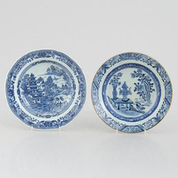 Tallrikar, 6 st, kompaniporslin, Kina, Qianlong (1736-95).