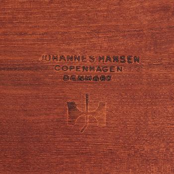 HANS J WEGNER, a pair of teak and oak side tables, Johannes Hansen, Denmark, 1950's.