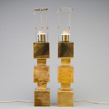 a pair of brass table lamps, second half of the 20th century.