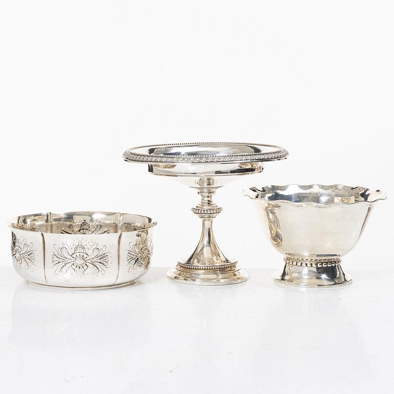 Three silver bowls , including GAB, 20th century.