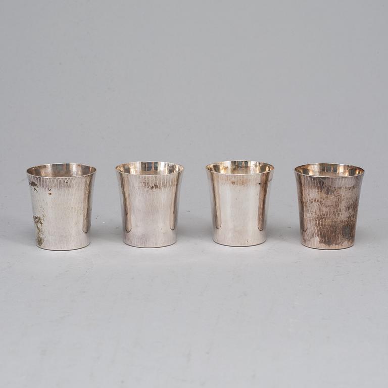 Ten 20th century Swedish silver beakers, different makers.