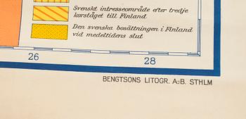 SKOLKARTA, "Norden under Medeltiden" AB Kartlitografen Sthlm, 1930-tal.