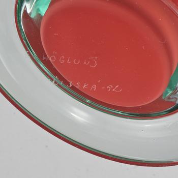 SKÅL samt FAT, 2 st, glas, Erik Höglund, daterade -92.