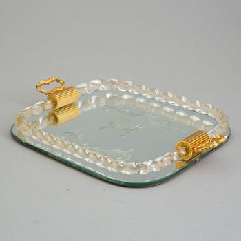 A second haf of the 20th century glass tray, probably Murano, Venice, Italy.