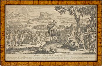 KOPPARSTICK, 4 st, bla möjligen efter Pierre Bernard, trol 1700/1800-tal.