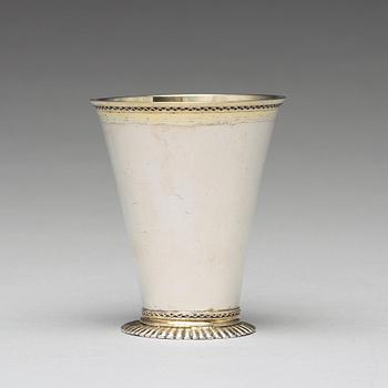 A Swedish 18th century parcel-gilt silver beaker, mark of Johan Ek, Gävle 1735.