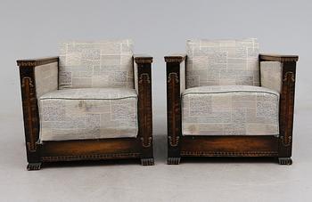 FÅTÖLJER, 1 par, art déco, 1900-talets första hälft.