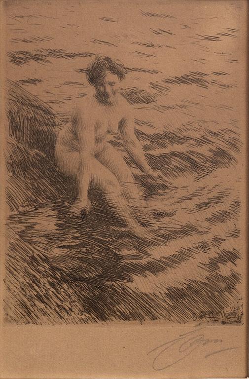 Anders Zorn, a signed etching from 1911.