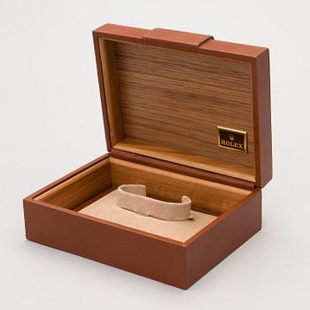 A ROLEX BOX, brown leather, 1970-80s.