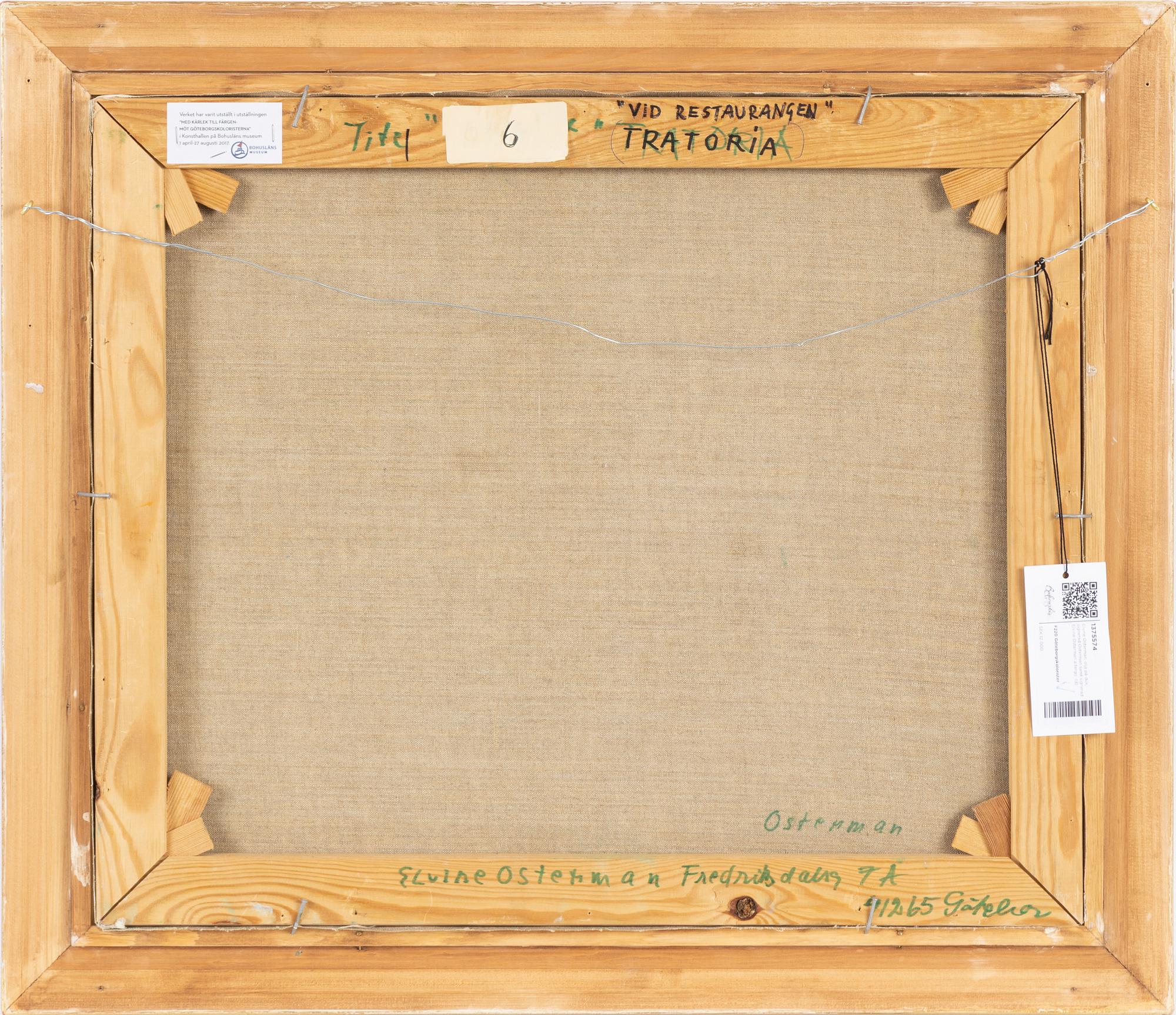 Elvine Osterman, oil on canvas, signed Osterman and also signed Elvine Osterman on verso.