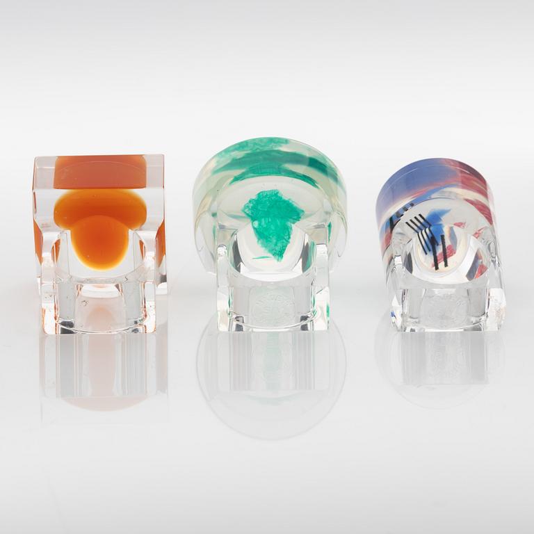 Siv Lagerström, three acrylic plastic rings, 1970s.