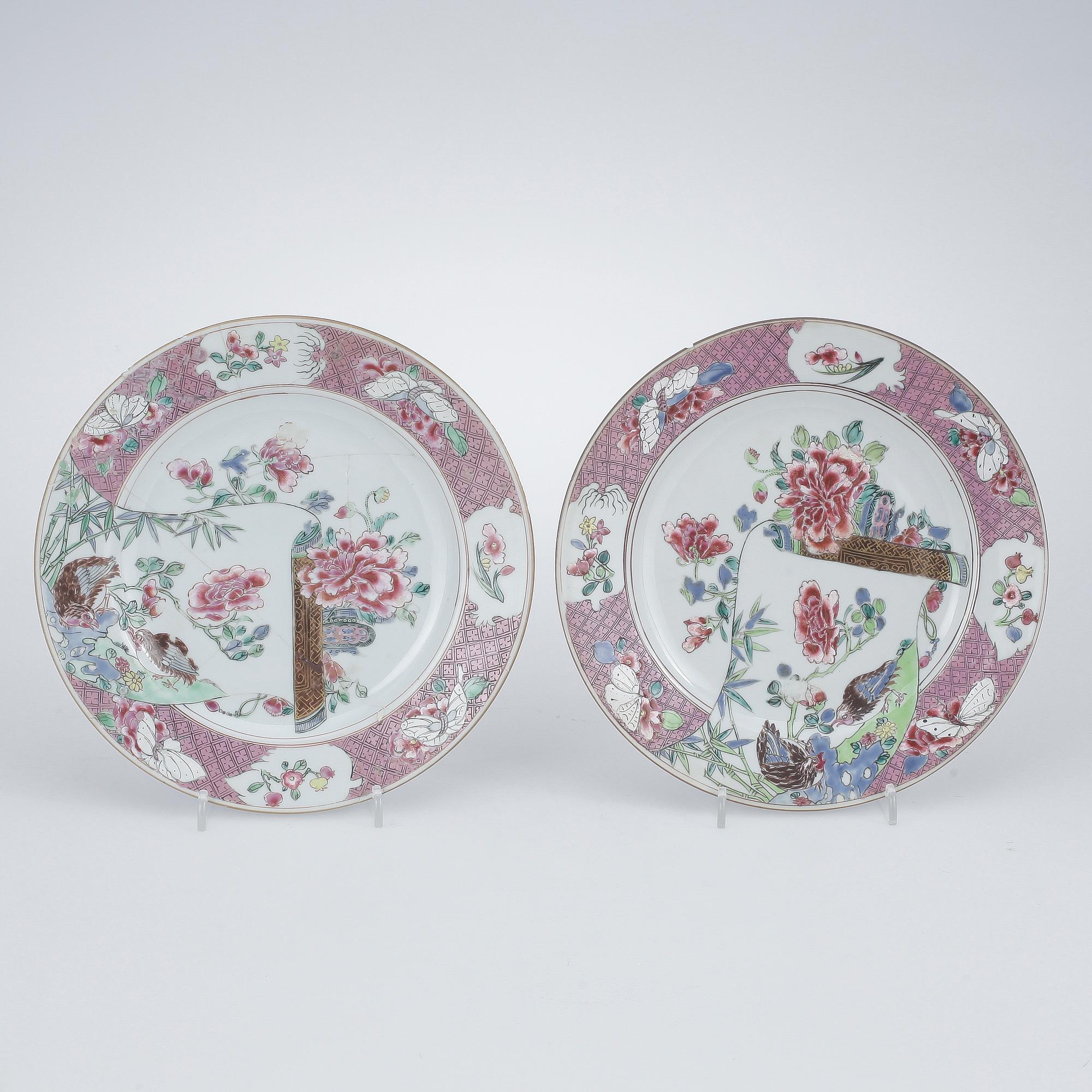 TALLRIKAR, 7 st, porslin, Qianlong, Kina 1700-tal.