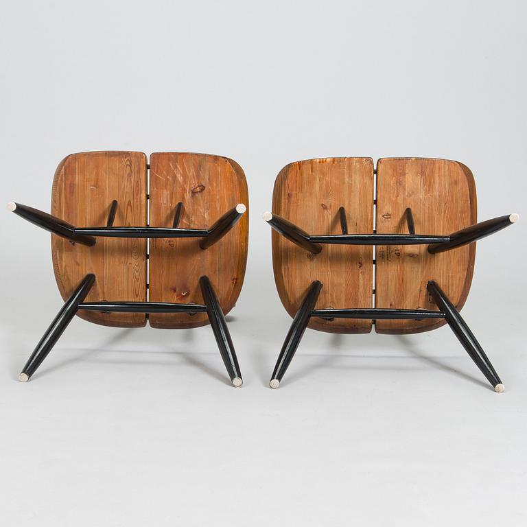 Ilmari Tapiovaara, a pair of 1960's 'Pirkka lounge chairs' by Laukaan Puu, Finland.