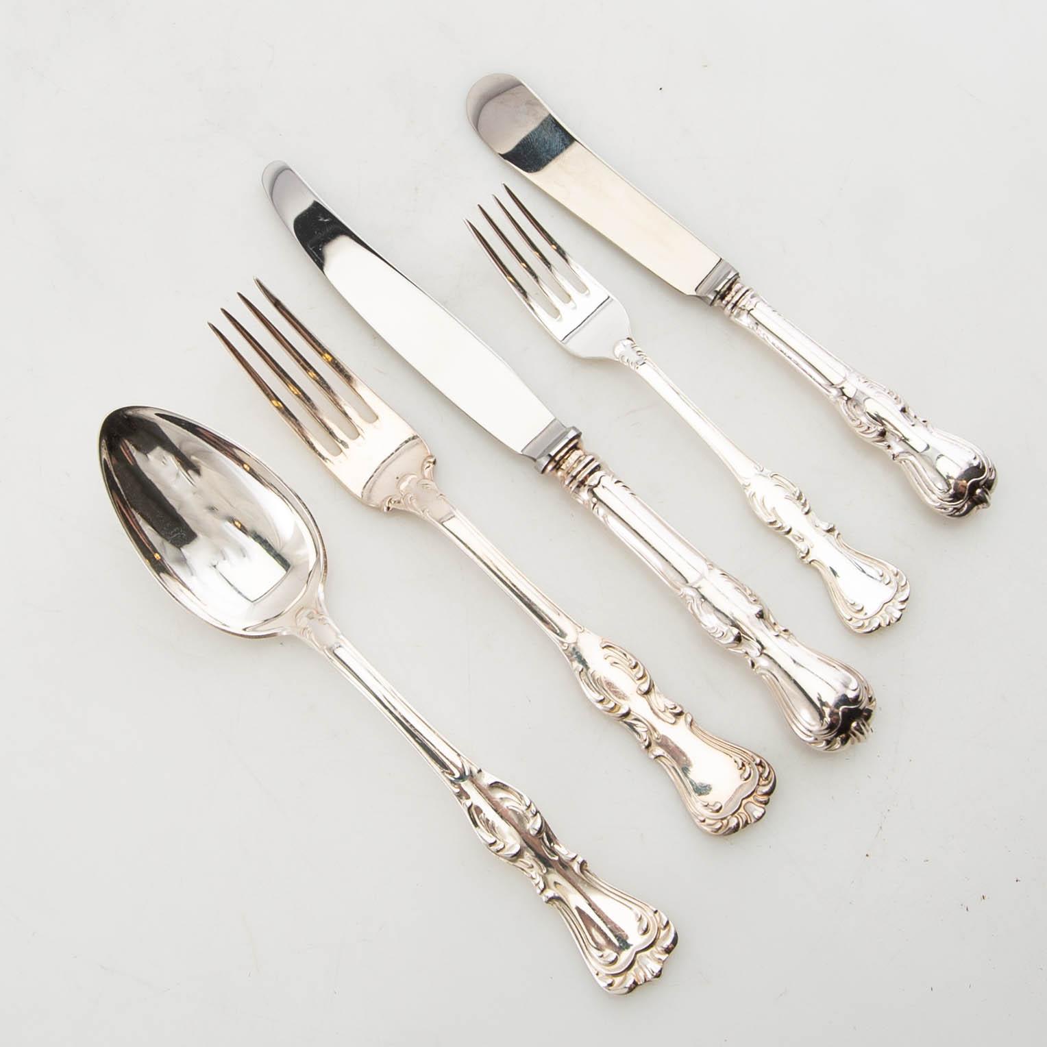 Cutlery 47 pcs "Prince Albert" GAB silver Stockholm 1960s.