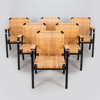 Alvar Aalto, six 1970s '45' armchairs for Artek.