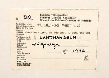 Tuulikki Pietilä, color lithograph and wood engraving, signed, dated, and numbered 1946 4/10 and 1955 4/7.