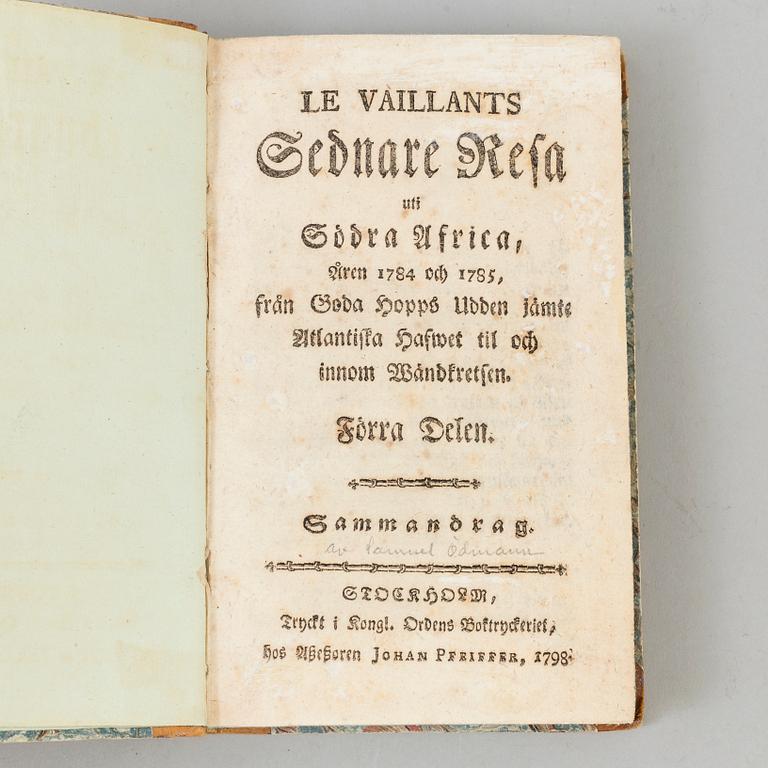 A book, Francois Le Vaillant, 
Stockholm 1798.