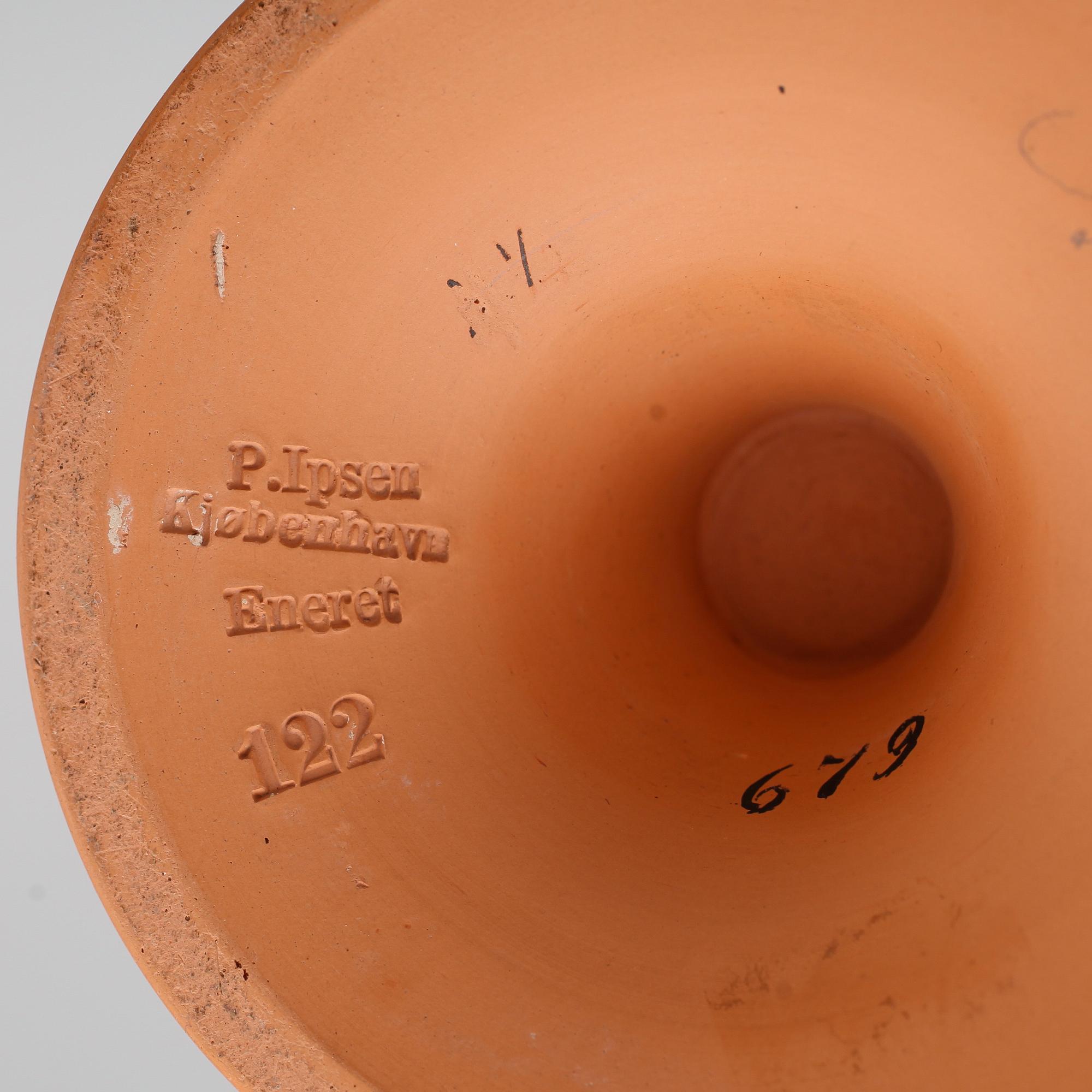 URNOR, 1 par, lergods, P. Ipsen, Eneret, Köpenhamn, 1800-talets andra hälft.