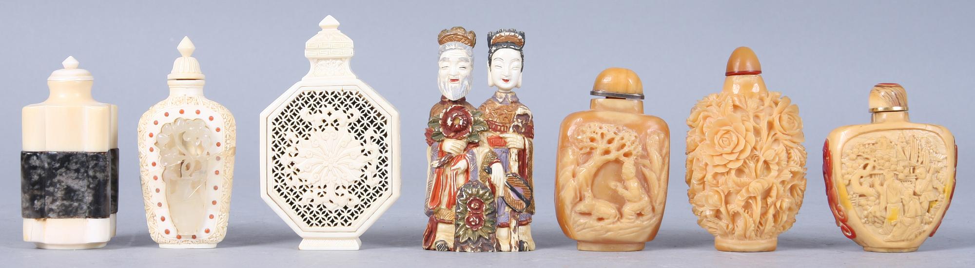 SNUSFLASKOR, 7 st, orientaliska, 1900-tal.