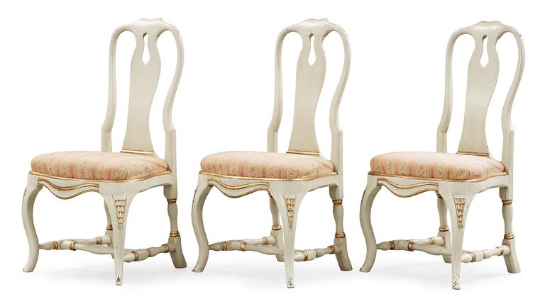 Three Swedish Rococo 18th century chairs.