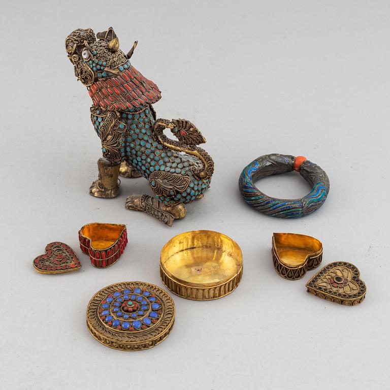 A group of Tibetan objects,  20th Century.