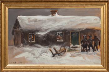 ANSHELM SCHULTZBERG, Oljetempera på pannå. Signerad och daterad 13/12 1922.