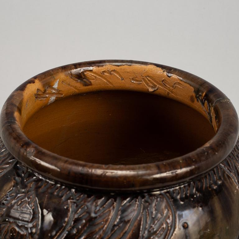 Thorvald Bindesbøll, a glazed earthenware floor vase, Valby, Copenhagen 1893.