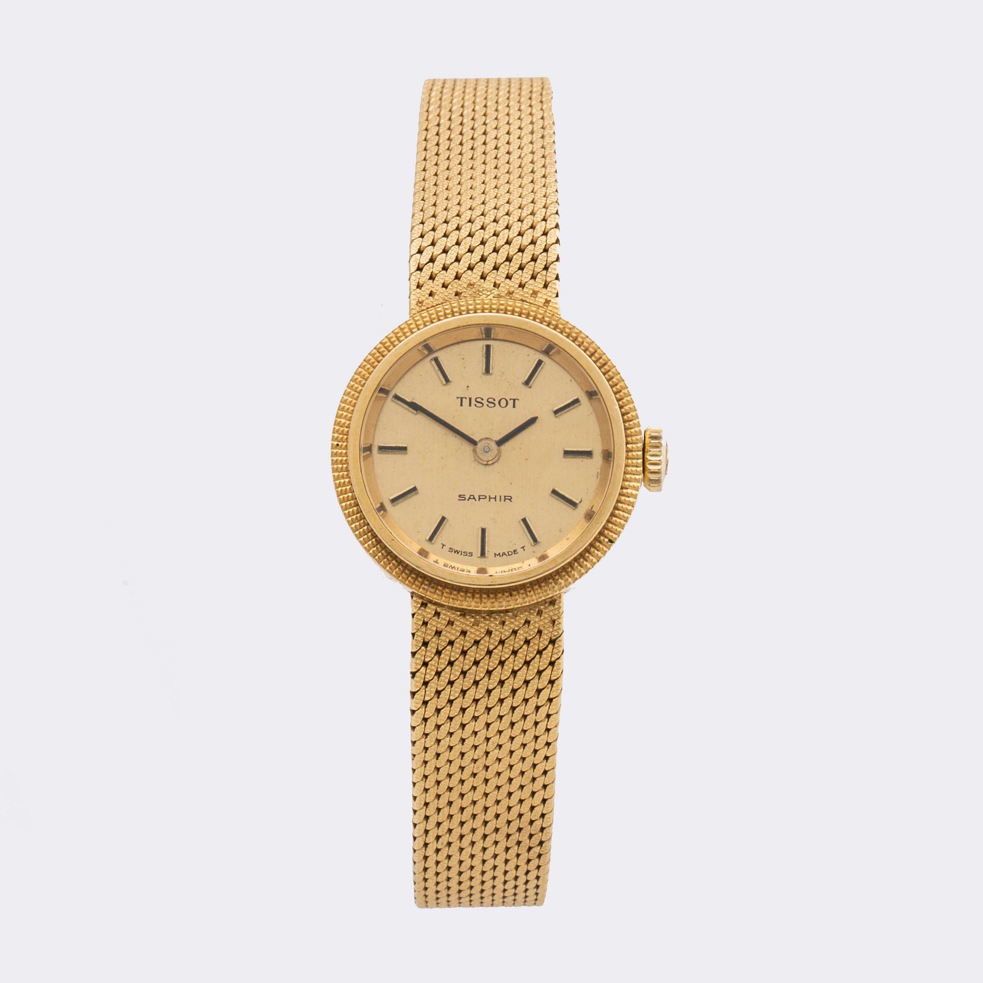 TISSOT, Saphir, damarmbandsur, guld 18K, c:a 20 mm.
