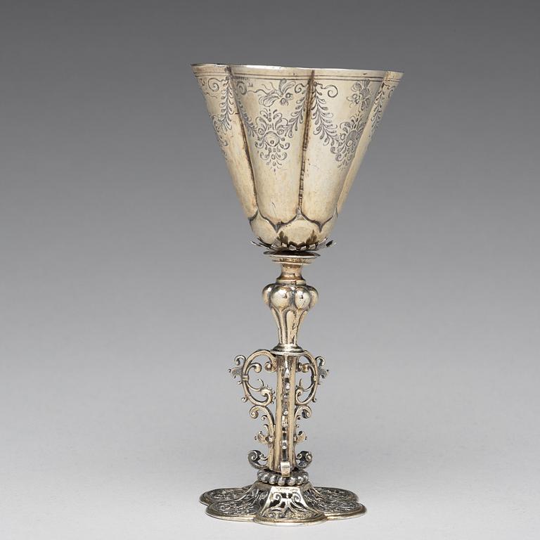 A German 17th century silver-gilt cup, mark of Jobst Planckh, Nürnberg 1609-1629.