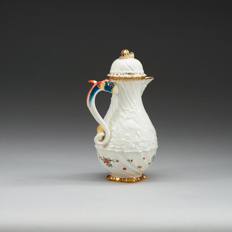 A Meissen teapot with cover, 20th Century.