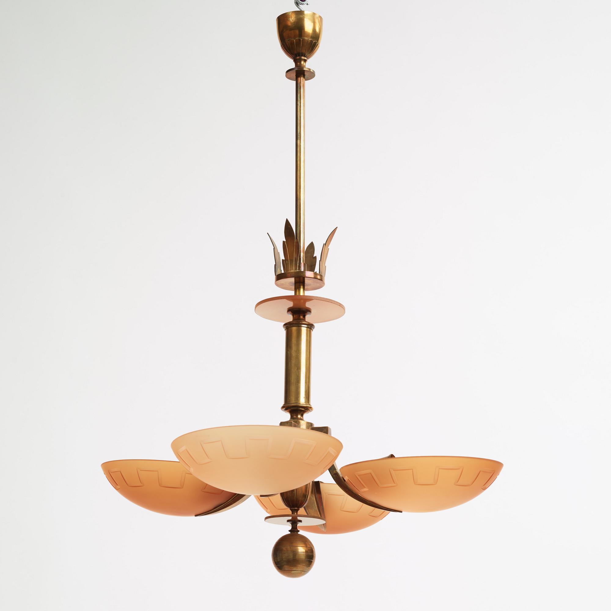 Harald Notini, chandelier, model "10034", Arvid Böhlmarks Lamp Factory, 1930s.