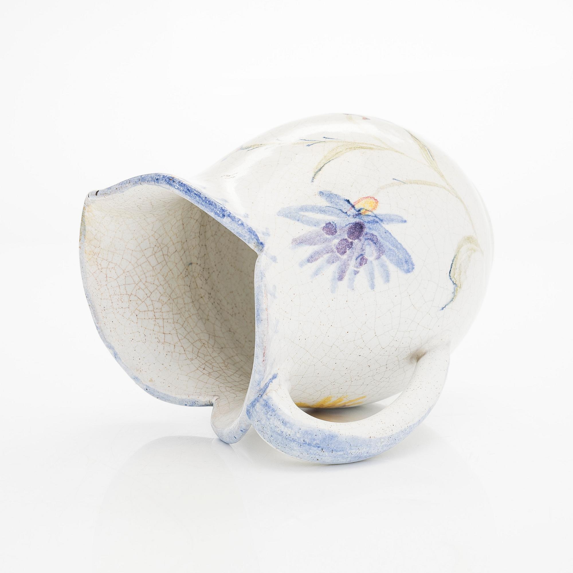 Marita Lybeck, jug and bowl, red clay, signed ML.