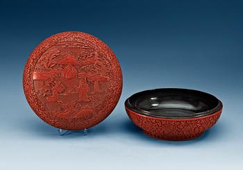 A red lacquer box and cover, Qing dynasty.