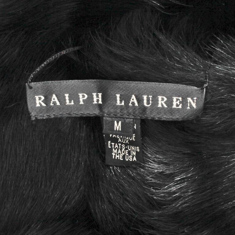 RALPH LAUREN, a black lambfur shawl / stola, size M.