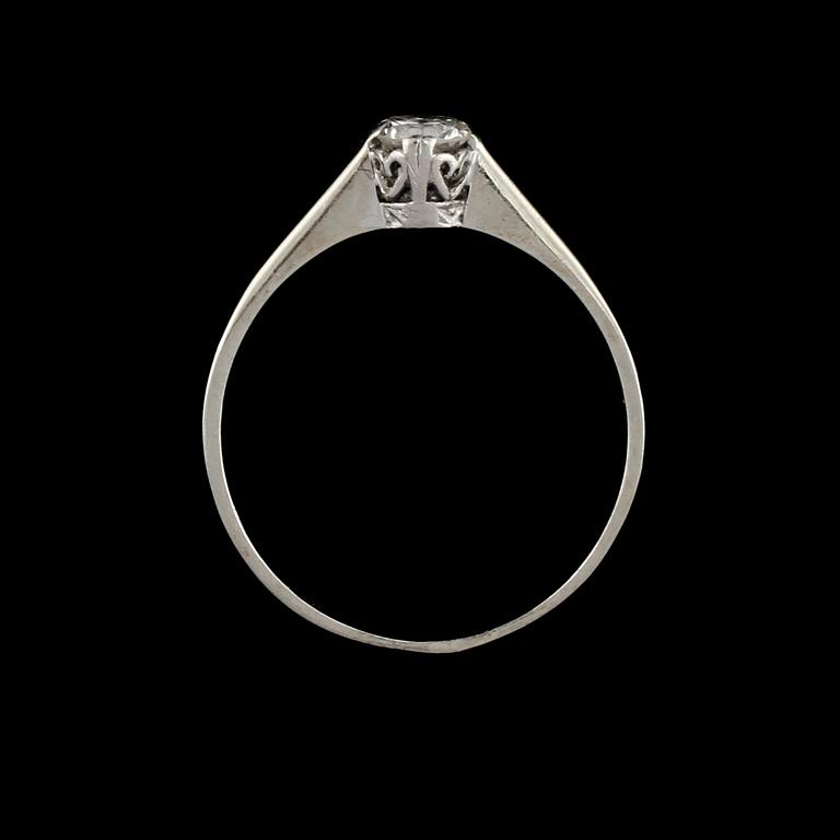 RING, 18k vitguld med briljantslipad diamant ca 0.20 ct, utländska stämplar. Vikt 1 g.