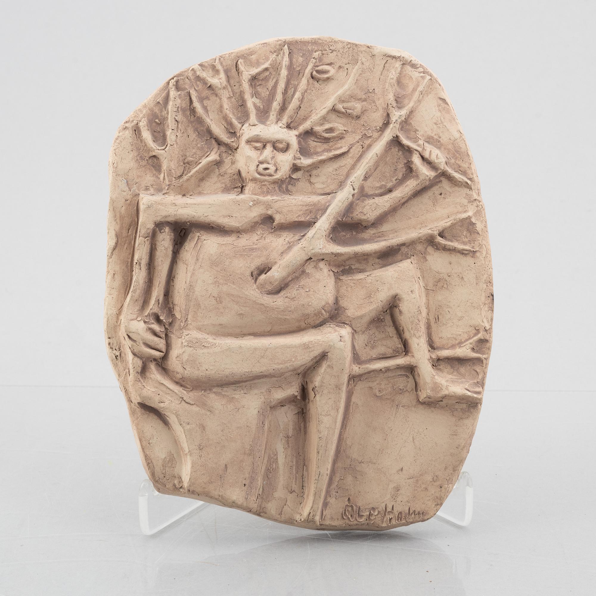 Åke Holm, väggplaketter, ett par, terracotta, signerade.