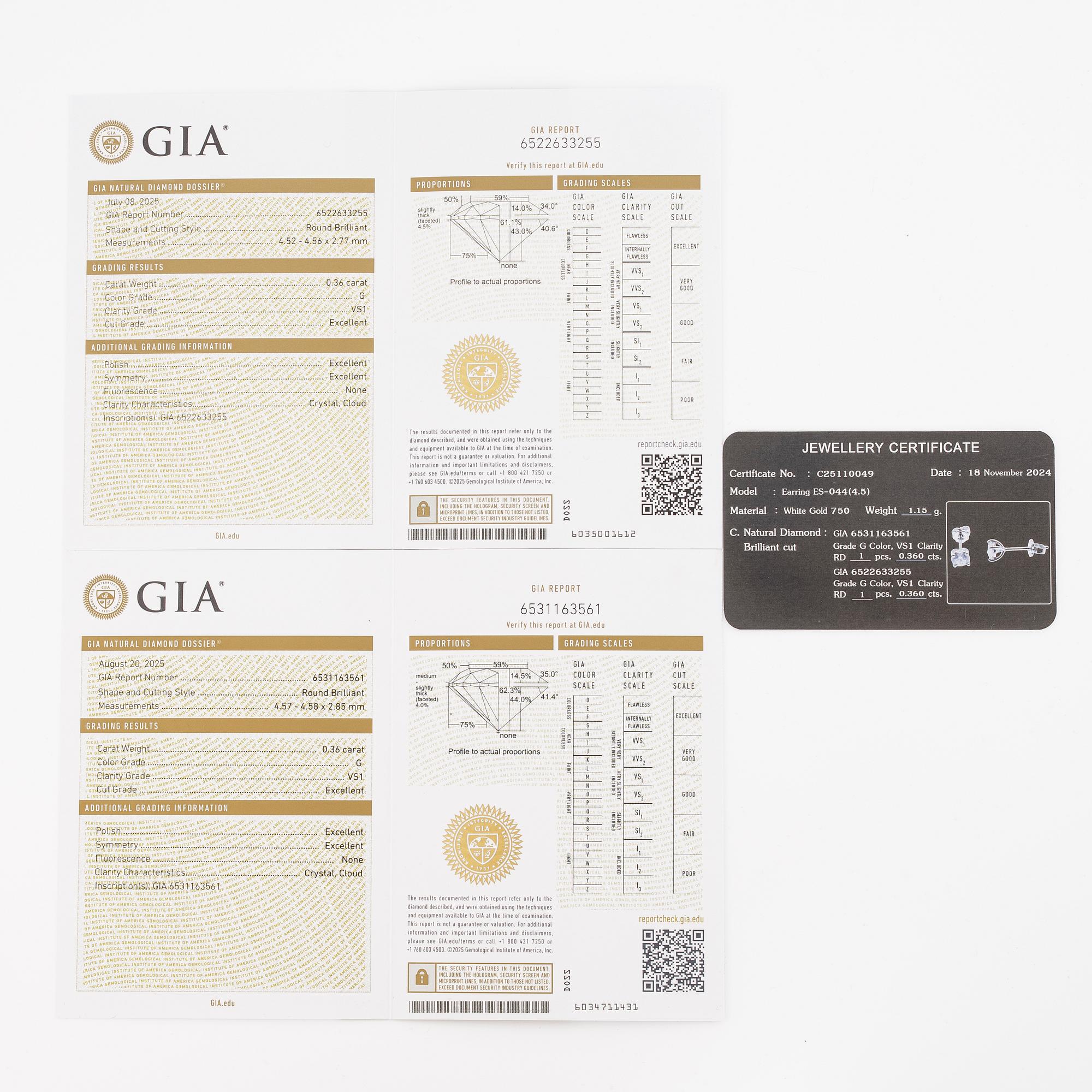 Earrings 18K white gold with brilliant-cut diamonds.