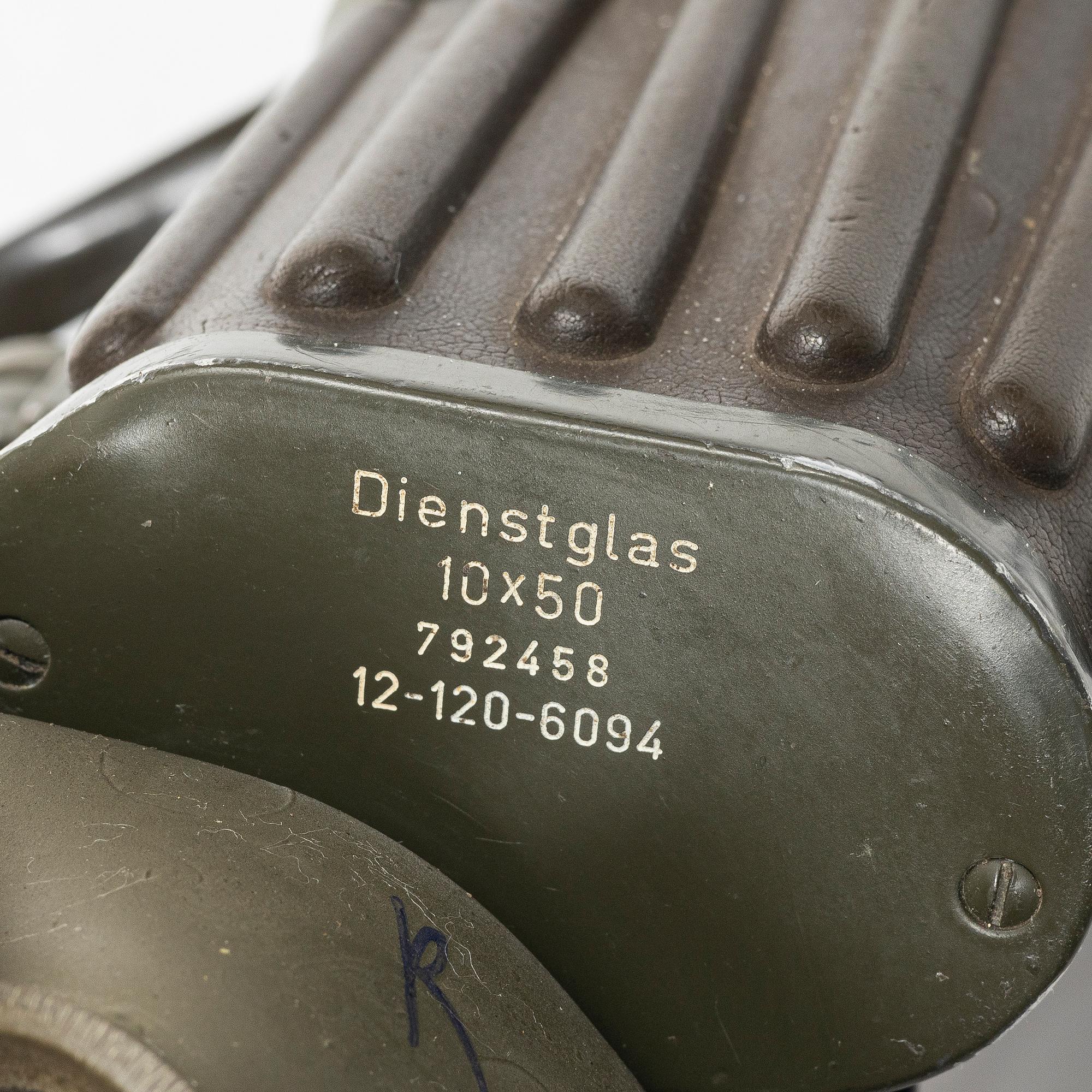 Binoculars, "Dienstglas" Bundeswehr, Hensoldt Wetzlar, 10x50.