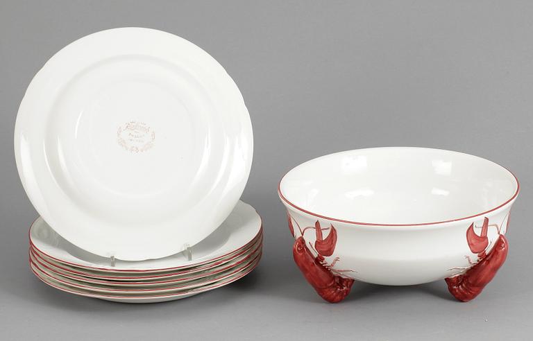 KRÄFTSERVIS, 7 delar, flintgods, Alf Wallander, Rörstrand, 1900-talets första hälft.