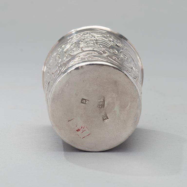 A BEAKER, silver, Moscow 1759, unclear makers mark, weight 66 g.