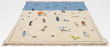 Rug, hand-embroidered Kelim, c 184 x 123 cm.