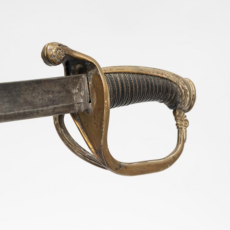 A Belgian sabre, 19th Century, with scabbard.